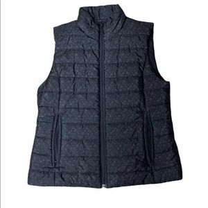 Loft Black Floral Puffer Vest Size Small